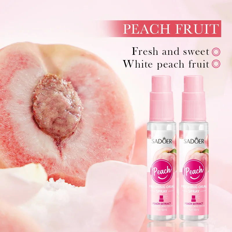 Mint and Peach Flavored Fresh Mouth Spray to Freshen Breath and Eliminate Bad Breath