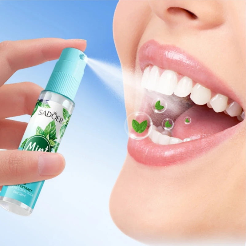 Mint and Peach Flavored Fresh Mouth Spray to Freshen Breath and Eliminate Bad Breath