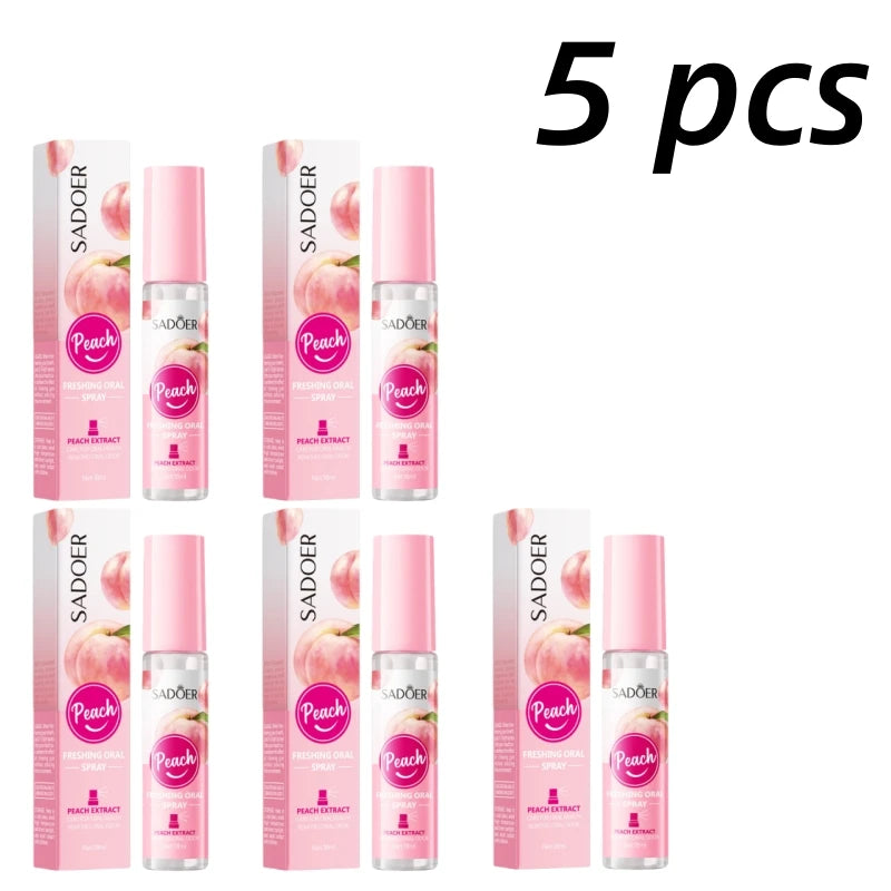 Mint and Peach Flavored Fresh Mouth Spray to Freshen Breath and Eliminate Bad Breath