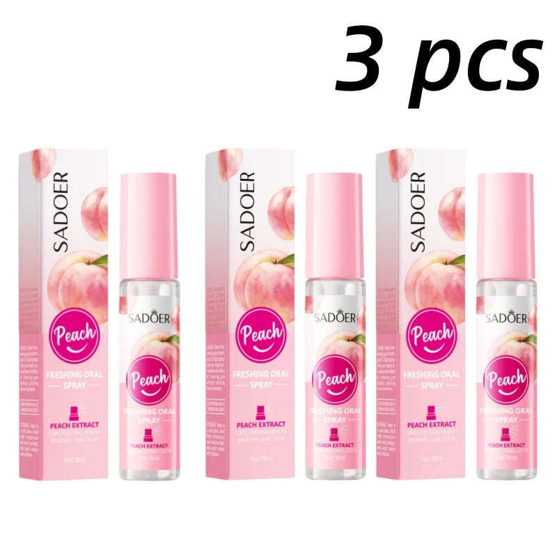 Mint and Peach Flavored Fresh Mouth Spray to Freshen Breath and Eliminate Bad Breath