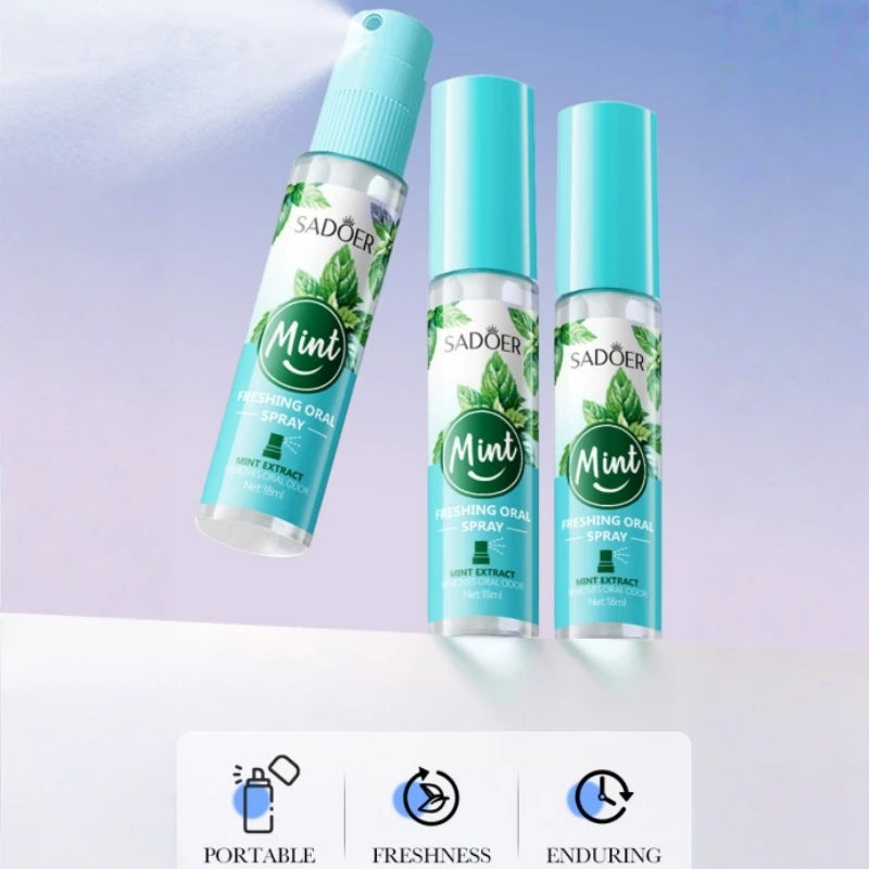 Mint and Peach Flavored Fresh Mouth Spray to Freshen Breath and Eliminate Bad Breath