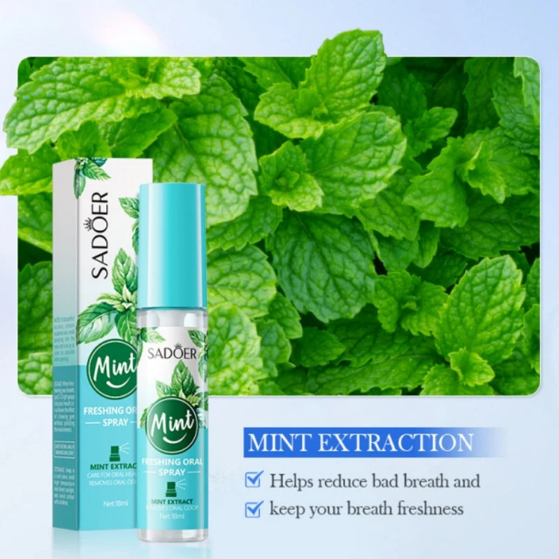 Mint and Peach Flavored Fresh Mouth Spray to Freshen Breath and Eliminate Bad Breath